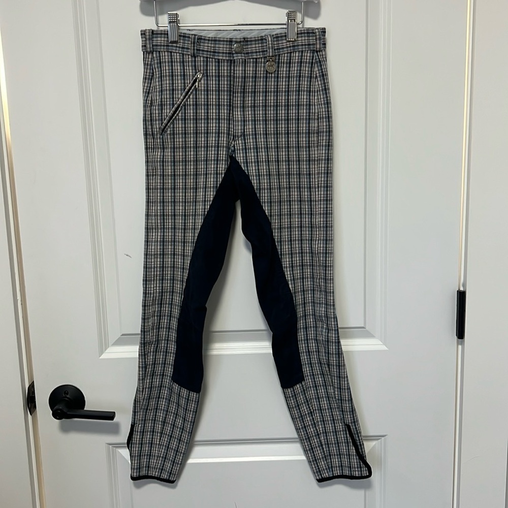 Pikeur Lugana Slim Kids Girls Plaid Light Blue Horse Riding Breeches size 164